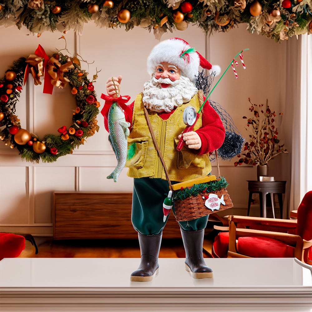 Kurt Adler 10.5-Inch Fabriché Fisherman Santa